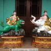 Tượng Văn Thù Sư Lợi và Phổ Hiền Bồ Tát Sơn Son Thếp Vàng