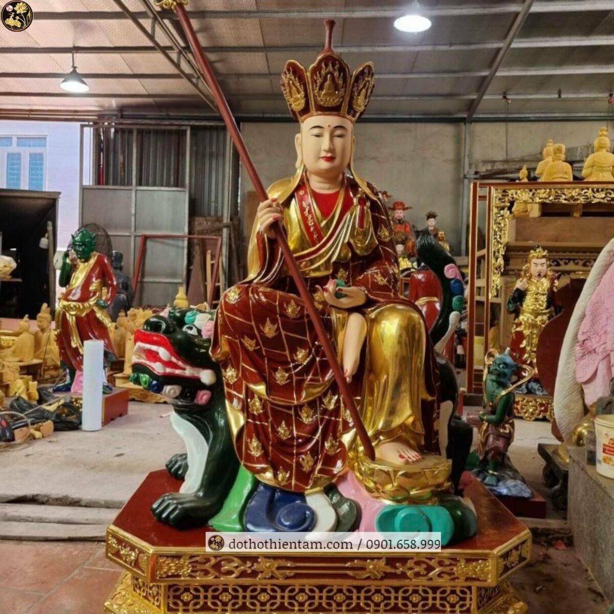 Tượng Địa Tạng Vương Bồ Tát Sơn Son Thếp Vàng