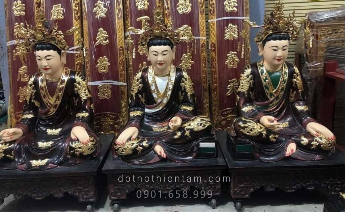 Tượng Tam Tòa Thánh Mẫu Sơn Son Thếp Vàng