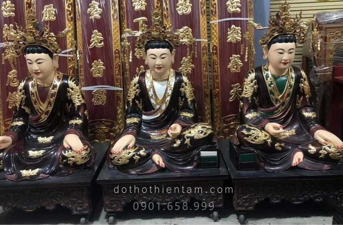 Tượng Tam Tòa Thánh Mẫu Sơn Son Thếp Vàng
