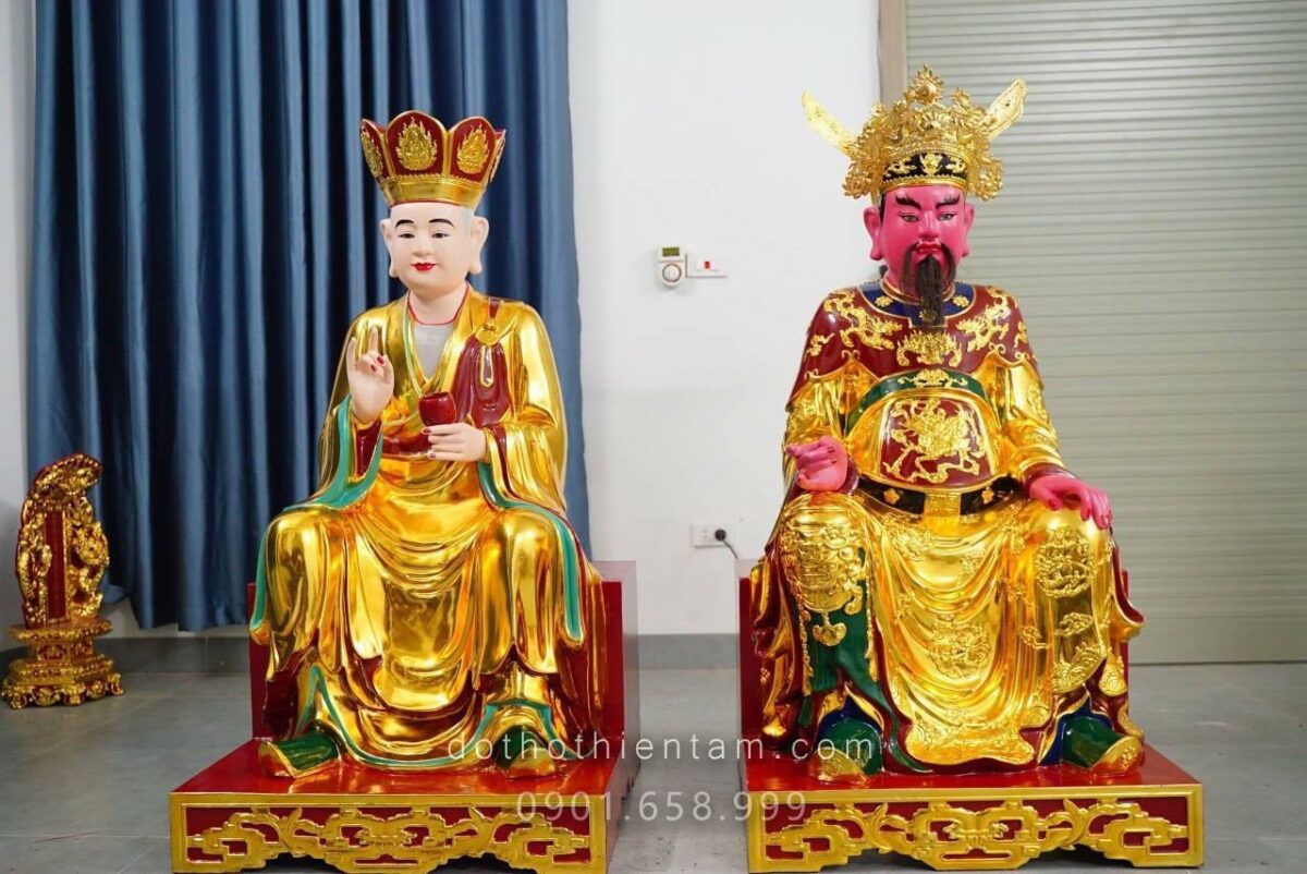 Tượng Đức Ông Và Đức Thánh Hiền Sơn Son Thếp Vàng